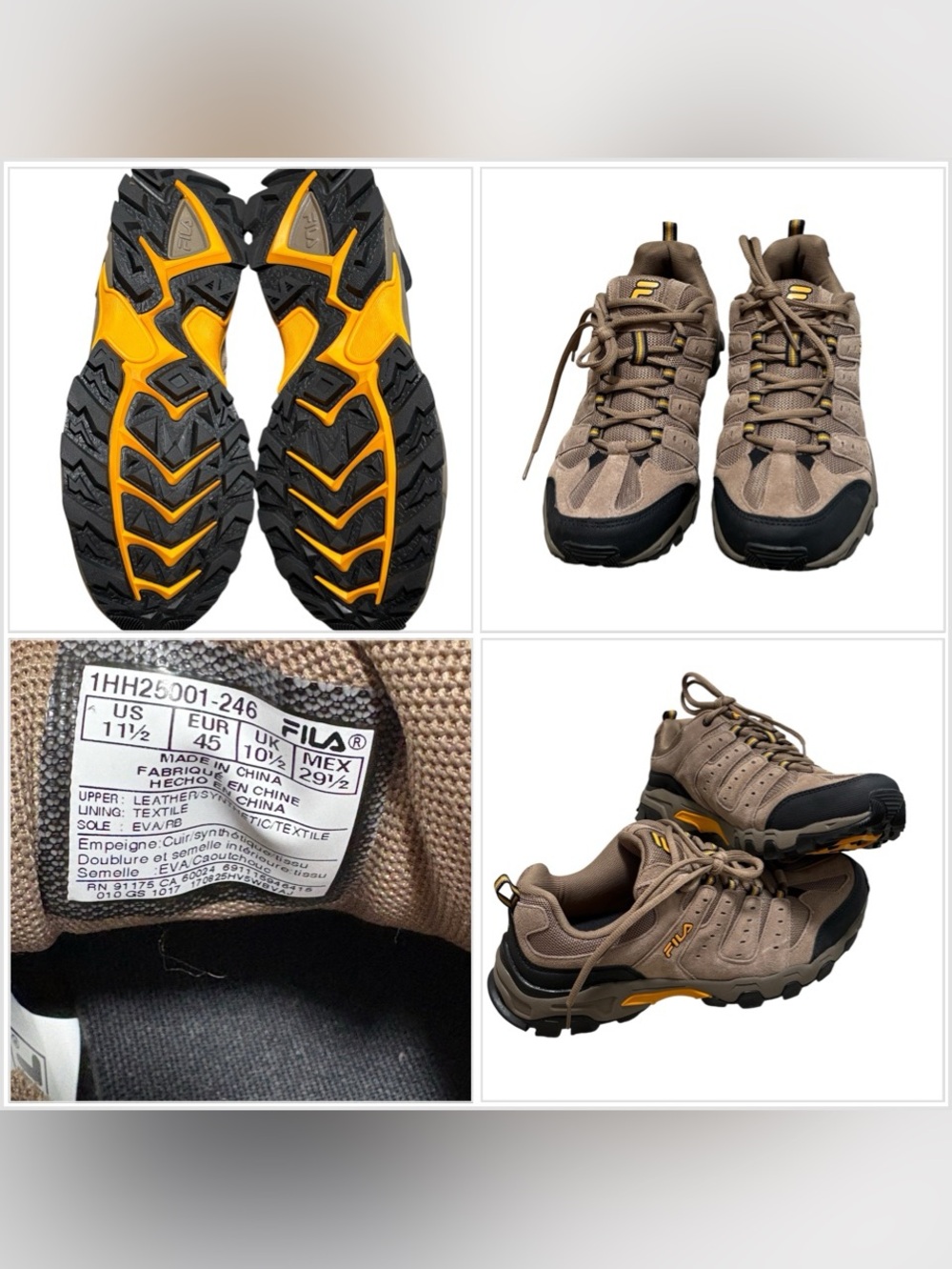 Mens 11.5 EUR 45 UK 10.5 Fila Travail Hiking Walking Low Trainers Shoes Sneakers
